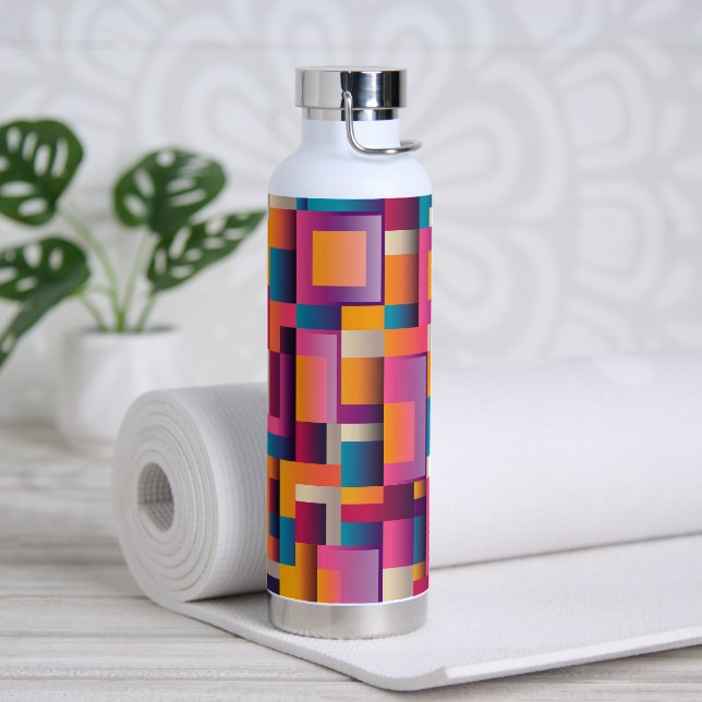 Abstrakte mehrfarbige Formen Trinkflasche (Yoga)