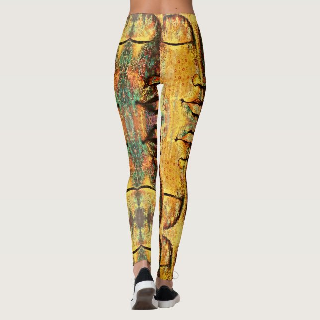 Abstrakte, mehrfarbige Gesichtskunst Leggings (Rückseite)