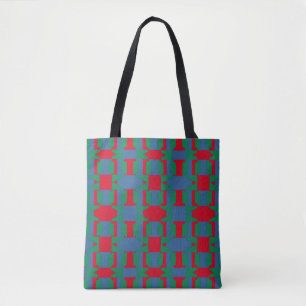 Abstrakte, mehrfarbige Muster Blau- und Rote Quadr Tasche