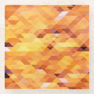 Abstrakte mehrfarbige, niedrige Poly-Mosaike. Glasuntersetzer