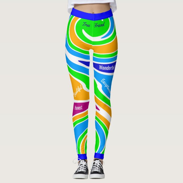 Abstrakte mehrfarbige Unterstützerfreundschaft Leggings (Vorderseite)