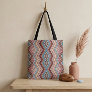 Abstrakte mehrfarbige Zickzackstreifen Tasche