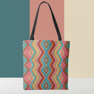 Abstrakte mehrfarbige Zickzackstreifen Tasche