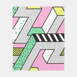 Abstrakte Memphis: 80er geometrische Formen. Fleecedecke