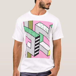 Abstrakte Memphis: 80er geometrische Formen. T-Shirt