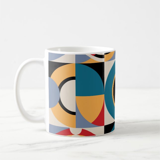 Abstrakte Memphis: Geometrischer Vintager Stil. Kaffeetasse (Links)