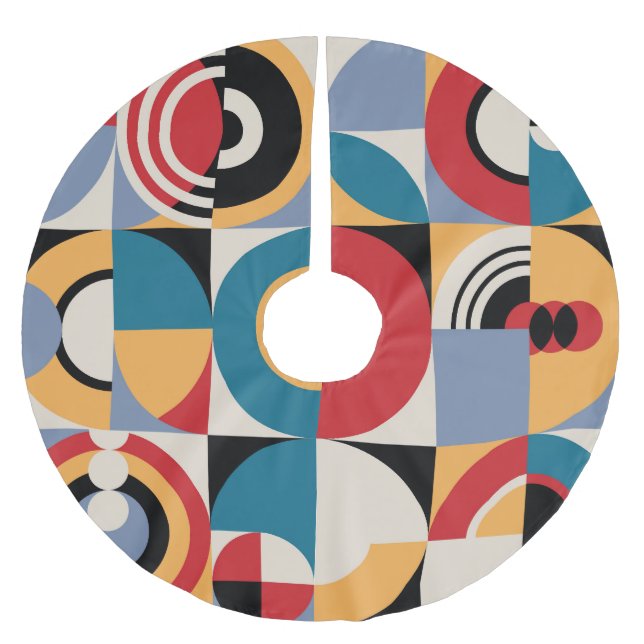 Abstrakte Memphis: Geometrischer Vintager Stil. Polyester Weihnachtsbaumdecke (Vorderseite)