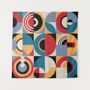Abstrakte Memphis: Geometrischer Vintager Stil. Wandteppich