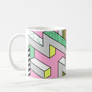 Abstrakte Memphis Nahtlose Muster mit 3d Geometr Kaffeetasse