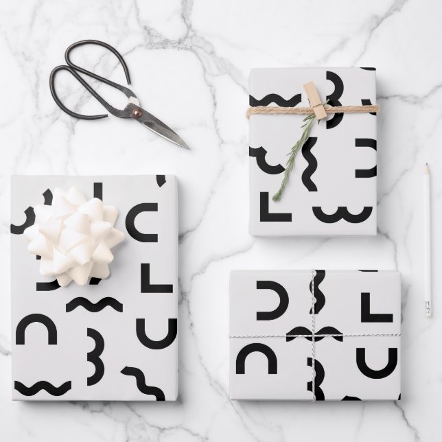 Abstrakte Memphis Waves & Shapes Geschenkpapier Set (Vorderseite)