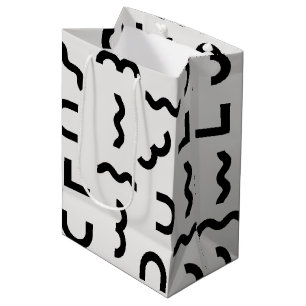 Abstrakte Memphis Waves & Shapes Mittlere Geschenktüte