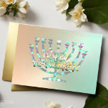 Abstrakte Menorah farbiges Glück Hanukkah Green Feiertagskarte<br><div class="desc">Entwürfe von Umua. Gedruckt und ausgeliefert von Zazzle oder ihren Partnern.</div>