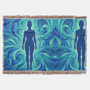 Abstrakte menschliche Silhouette Ozeanblaue Decken