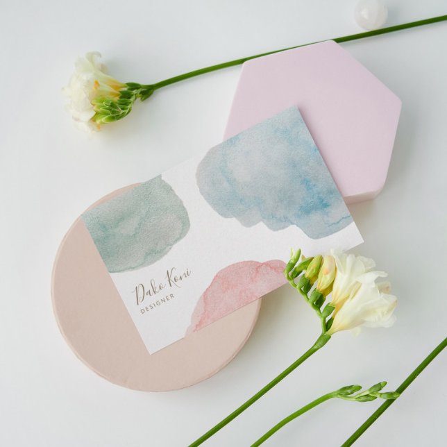 Abstrakte Metallic Watercolor Business Card Visitenkarte (Von Creator hochgeladen)