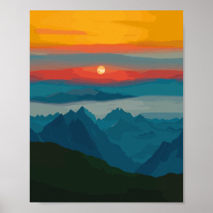 Abstrakte Mid-Century-Modern-Berge Poster