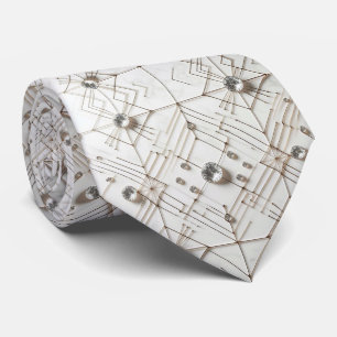 Abstrakte Mid-Century-Modern Weiße Diamanten Krawatte