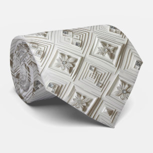 Abstrakte Mid-Century-Modern Weiße Diamanten Krawatte