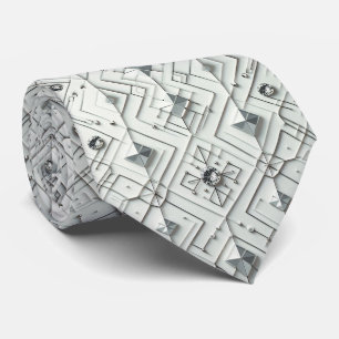Abstrakte Mid-Century-Modern Weiße Diamanten Krawatte
