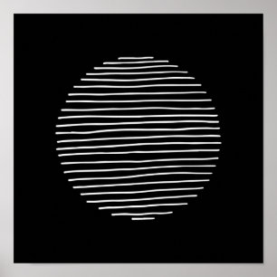 Abstrakte Minimal Stripe Circle Monochrome Art Poster