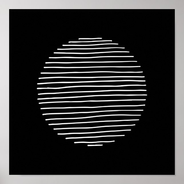 Abstrakte Minimal Stripe Circle Monochrome Art Poster (Vorne)