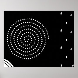 Abstrakte Minimal White Spiral, Raindrops, Kreise Poster