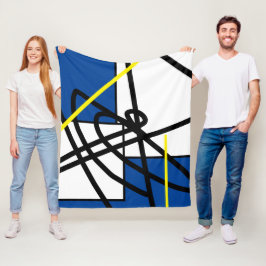 Abstrakte Minimalistiklinie Schwarz Gelbblau Fleecedecke