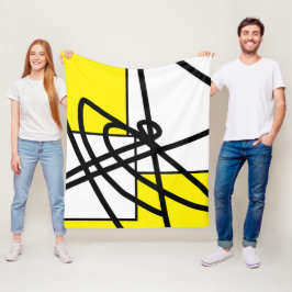 Abstrakte Minimalistiklinie Schwarz Graugelbe Deck Fleecedecke