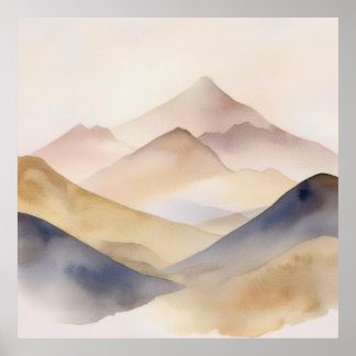 Abstrakte, minimalistisch-beige Gebirge Poster