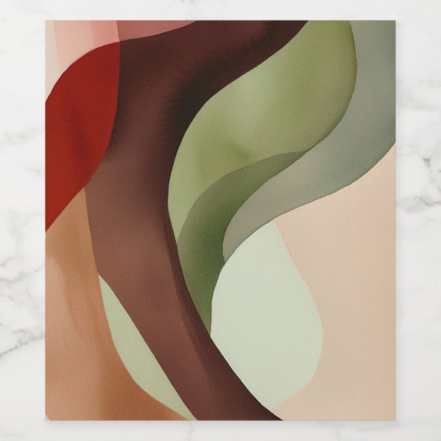 Abstrakte minimalistische Aquarellzusammensetzung Weinetikett (Einzelnes Label)