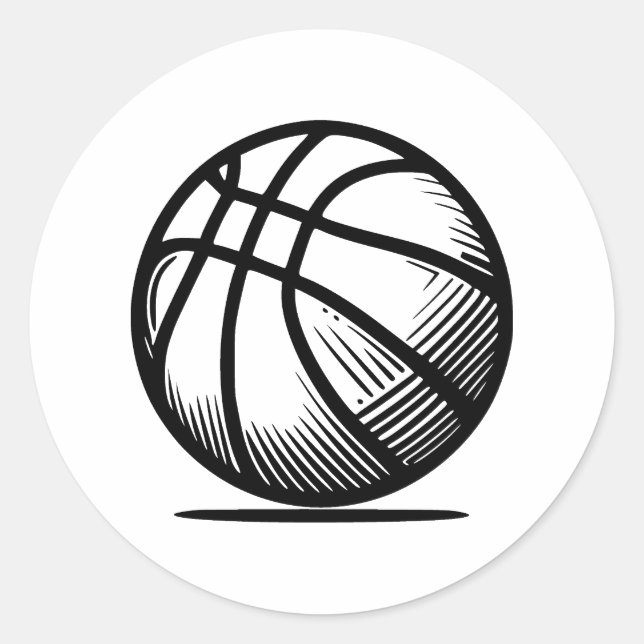 Abstrakte Minimalistische Basketball-Silhouette Runder Aufkleber (Vorderseite)