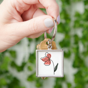 Abstrakte Minimalistische Blume Schlüsselanhänger