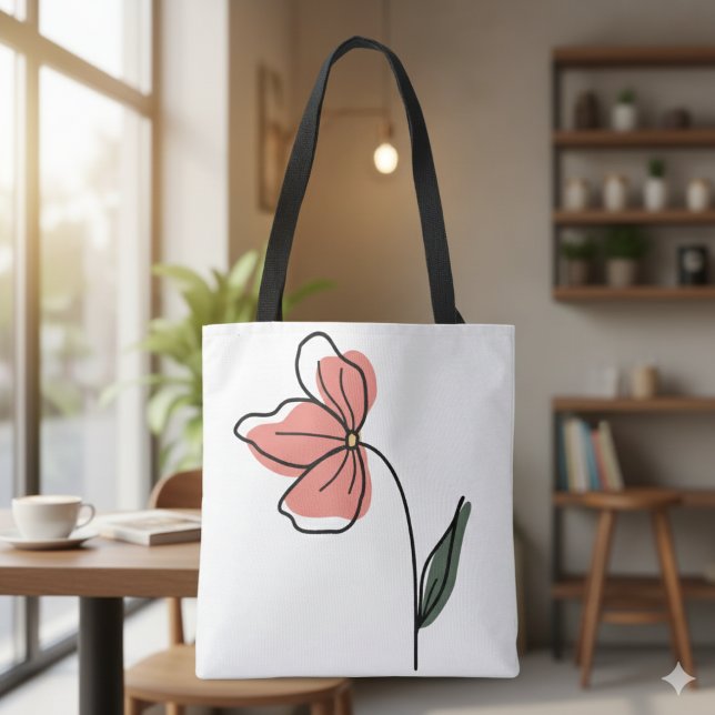 Abstrakte Minimalistische Blume Totbeutel Tasche (Von Creator hochgeladen)