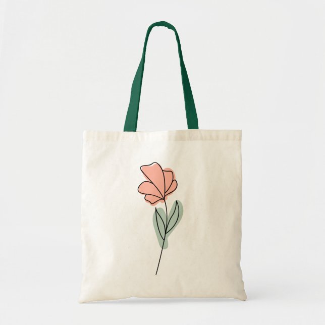 Abstrakte Minimalistische Blume Totbeutel Tragetasche (Vorne)