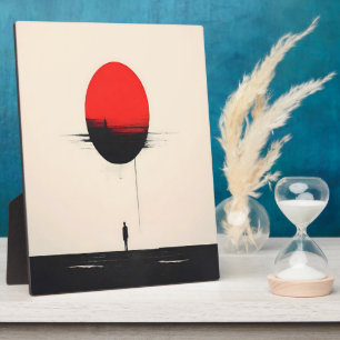Abstrakte Minimalistische Rote Sonne und Einsamkei Fotoplatte