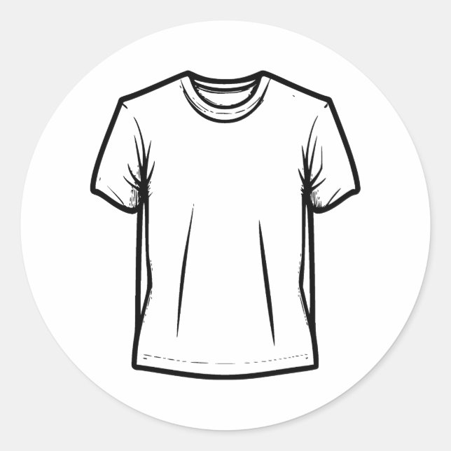 Abstrakte Minimalistische T-Shirt-Silhouette Runder Aufkleber (Vorderseite)