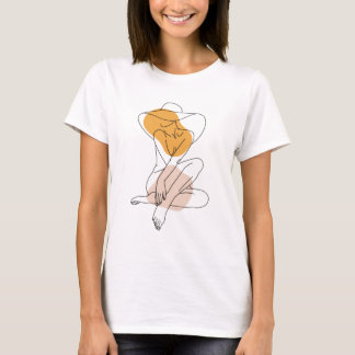 Abstrakte Minimalweibliche Körperlinie Kunst Flora T-Shirt