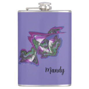 Abstrakte Mischmedien Art Vinyl Wrapped Flask Flachmann