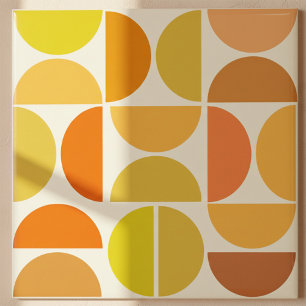 Abstrakte mittelmodernistische Kreise orange gelb Fliese