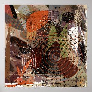 Abstrakte Mixed Media Earthy Autumnal Colors Poster