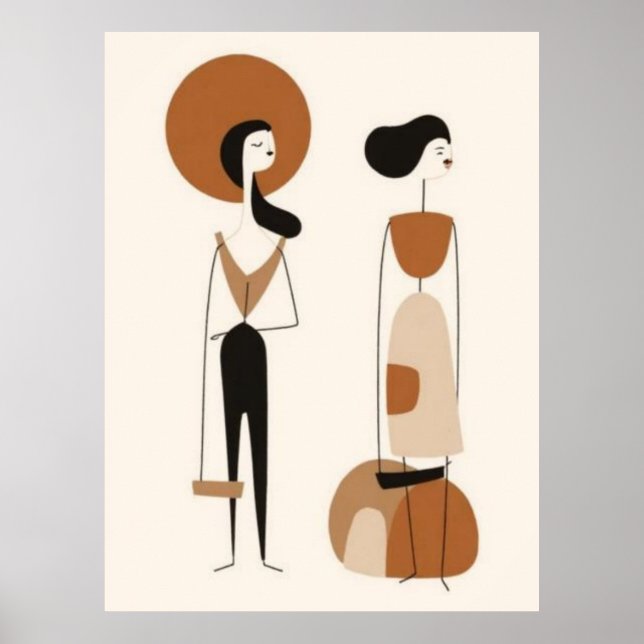 Abstrakte Modefiguren Wandkunst | Minimalistisch  Poster (Vorne)