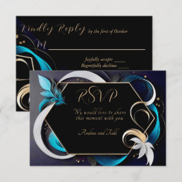 Abstrakte, moderne aquamarine, weiße Hochzeit RSVP Karte