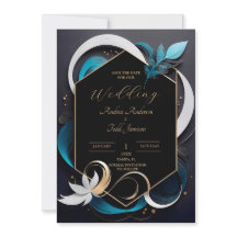 Abstrakte, moderne aquamarine, weiße Hochzeit
