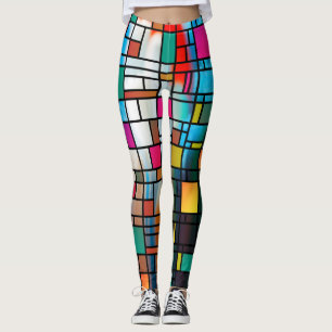 Abstrakte moderne Art Grid Muster Leggings