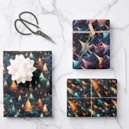 Abstrakte moderne Bäume: kühne Weihnachtsgestaltun Geschenkpapier Set