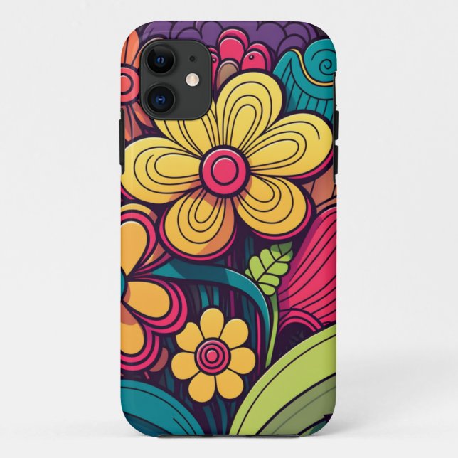 Abstrakte moderne Blume Doodle Case-Mate iPhone Hülle (Rückseite)