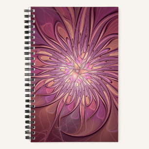 Abstrakte moderne Blumen-Fraktal-Kunst Beerentöne Notizbuch