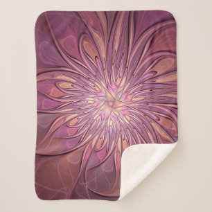 Abstrakte moderne Blumen-Fraktal-Kunst Beerentöne Sherpadecke