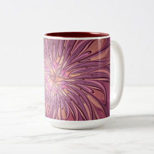 Abstrakte moderne Blumen-Fraktal-Kunst in Beerentö Zweifarbige Tasse
