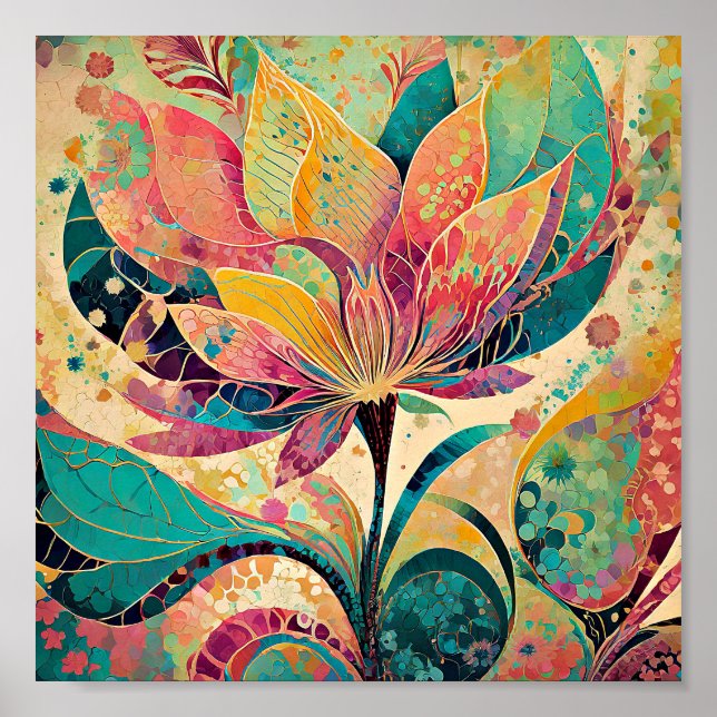Abstrakte moderne Blumenkunst Poster (Vorne)