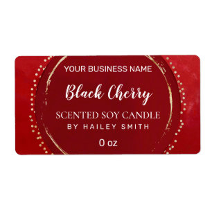 Abstrakte moderne Cherry Red Soy Candle Labels